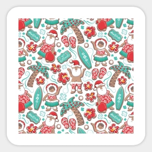 Mele Kalikimaka Hawaiian Christmas gingerbread cookies // pattern // white background Sticker